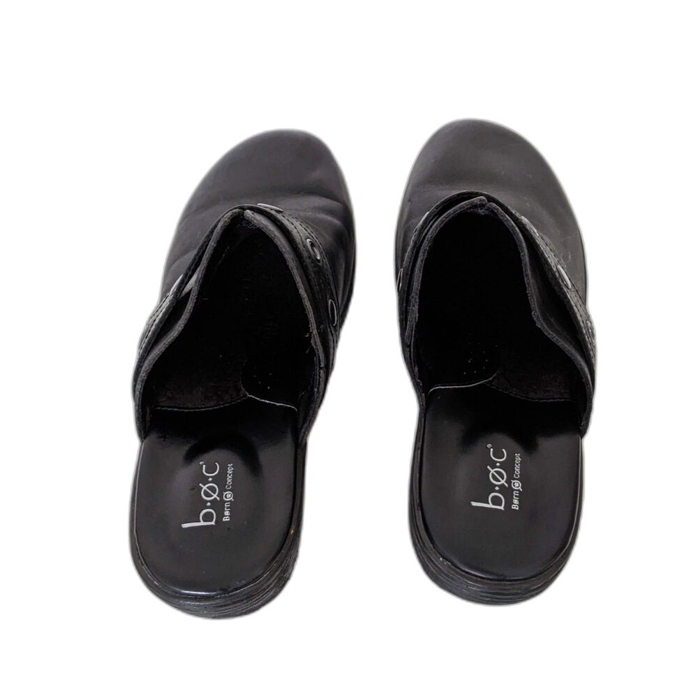 B.O.C. Women's Slip On Born Black Leather Rivet Mule Shoes , Size 10M - Picture 5 of 8